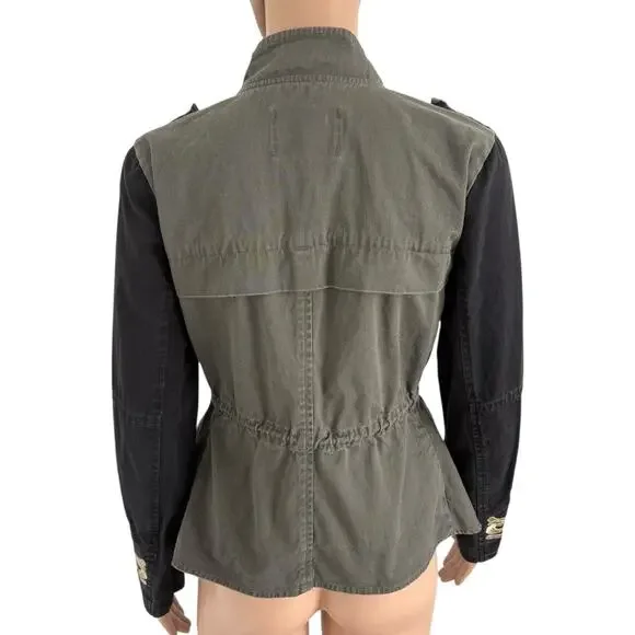 Sanctuary Denim Military Jacket Womens XS Embroidery Edgy Outdoor Utility Army - Picture 5 of 8